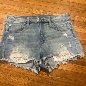 American Eagle Jean Shorts- lace pockets- Size 8